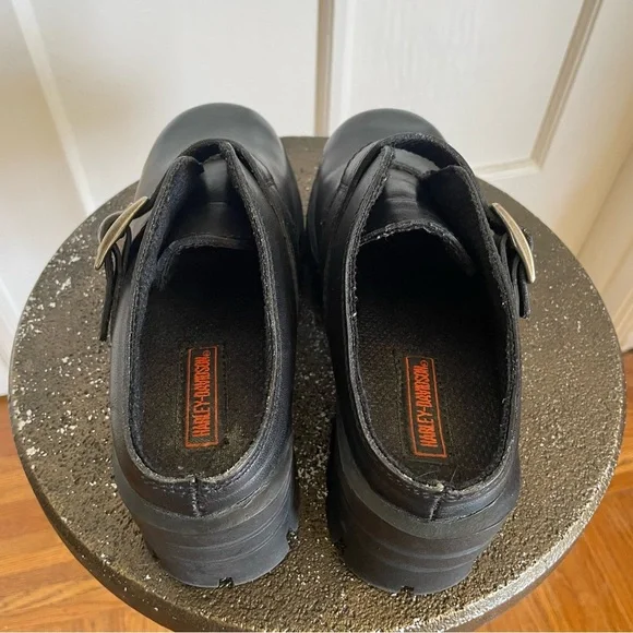 Harley Davidson Leather Chunky Slip on Platform Clogs - Picture 4 of 6